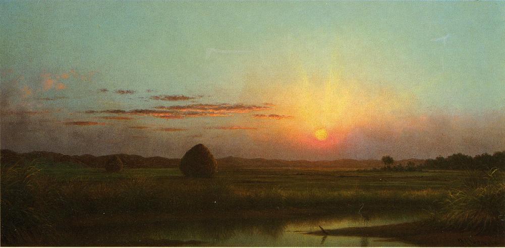 Wikioo.org - The Encyclopedia of Fine Arts - Painting, Artwork by Martin Johnson Heade - Sunset over the Marsh