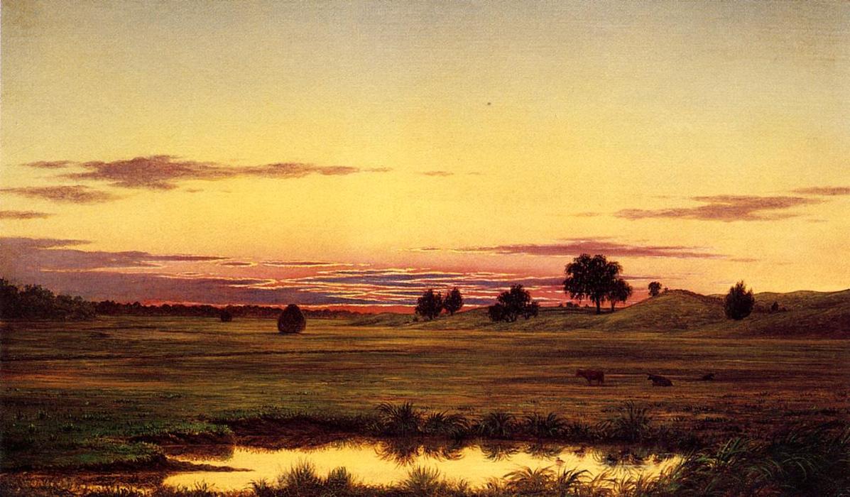 Wikioo.org - The Encyclopedia of Fine Arts - Painting, Artwork by Martin Johnson Heade - Sunset, Rhode Island