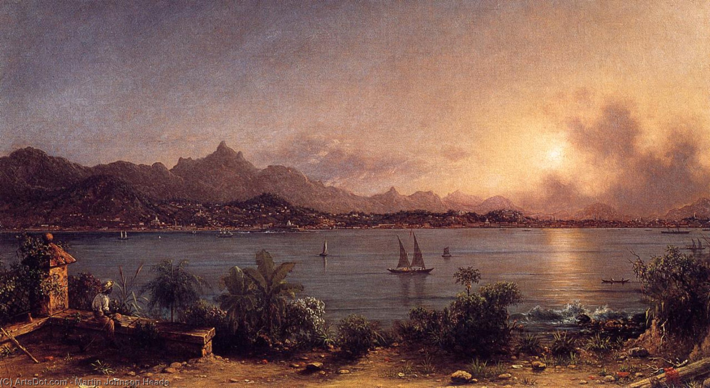 WikiOO.org - Енциклопедия за изящни изкуства - Живопис, Произведения на изкуството Martin Johnson Heade - The Harbor at Rio de Janiero