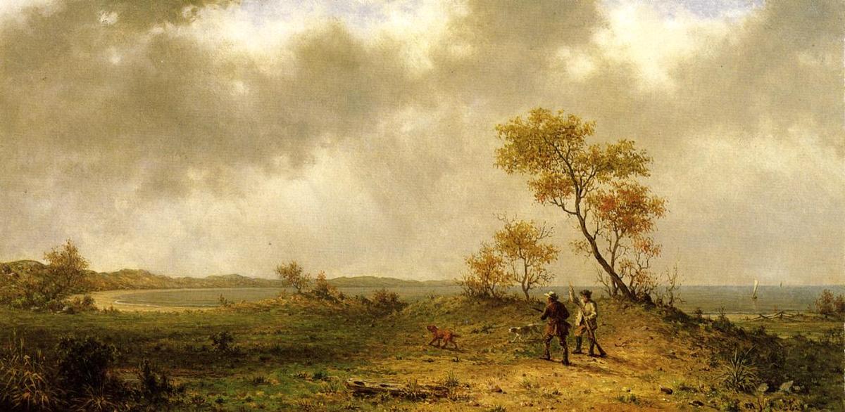 Wikioo.org - The Encyclopedia of Fine Arts - Painting, Artwork by Martin Johnson Heade - Two Hunters in a Landscape