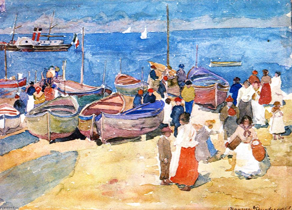 WikiOO.org - Enciklopedija dailės - Tapyba, meno kuriniai Maurice Brazil Prendergast - At the Shore (Capri)