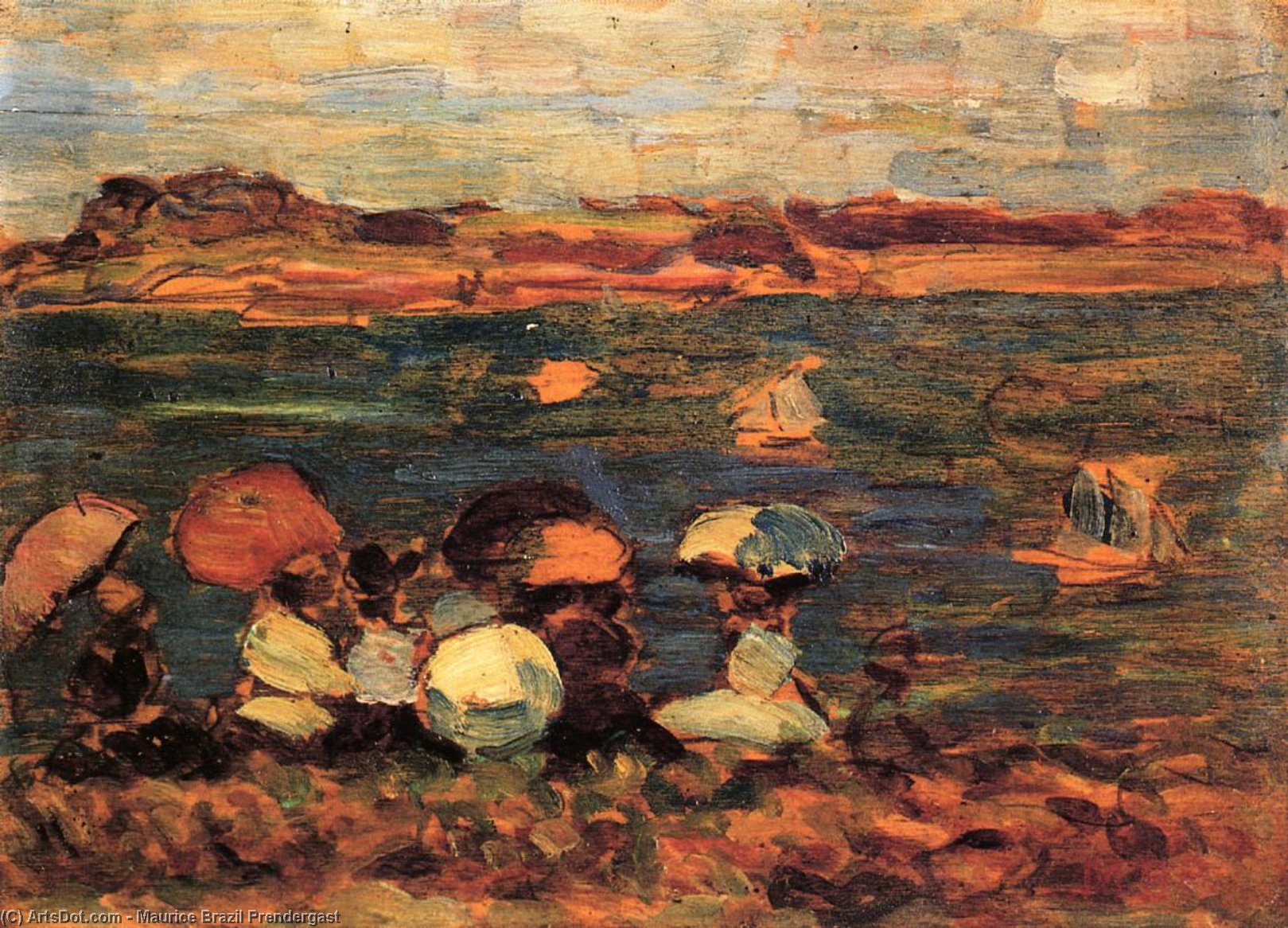 Wikioo.org - The Encyclopedia of Fine Arts - Painting, Artwork by Maurice Brazil Prendergast - Beach Scene, St. Malo