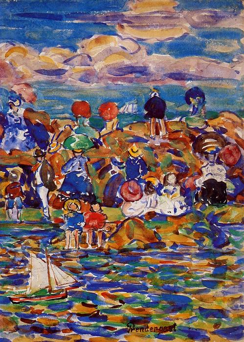 Wikioo.org - The Encyclopedia of Fine Arts - Painting, Artwork by Maurice Brazil Prendergast - Beach, St. Malo
