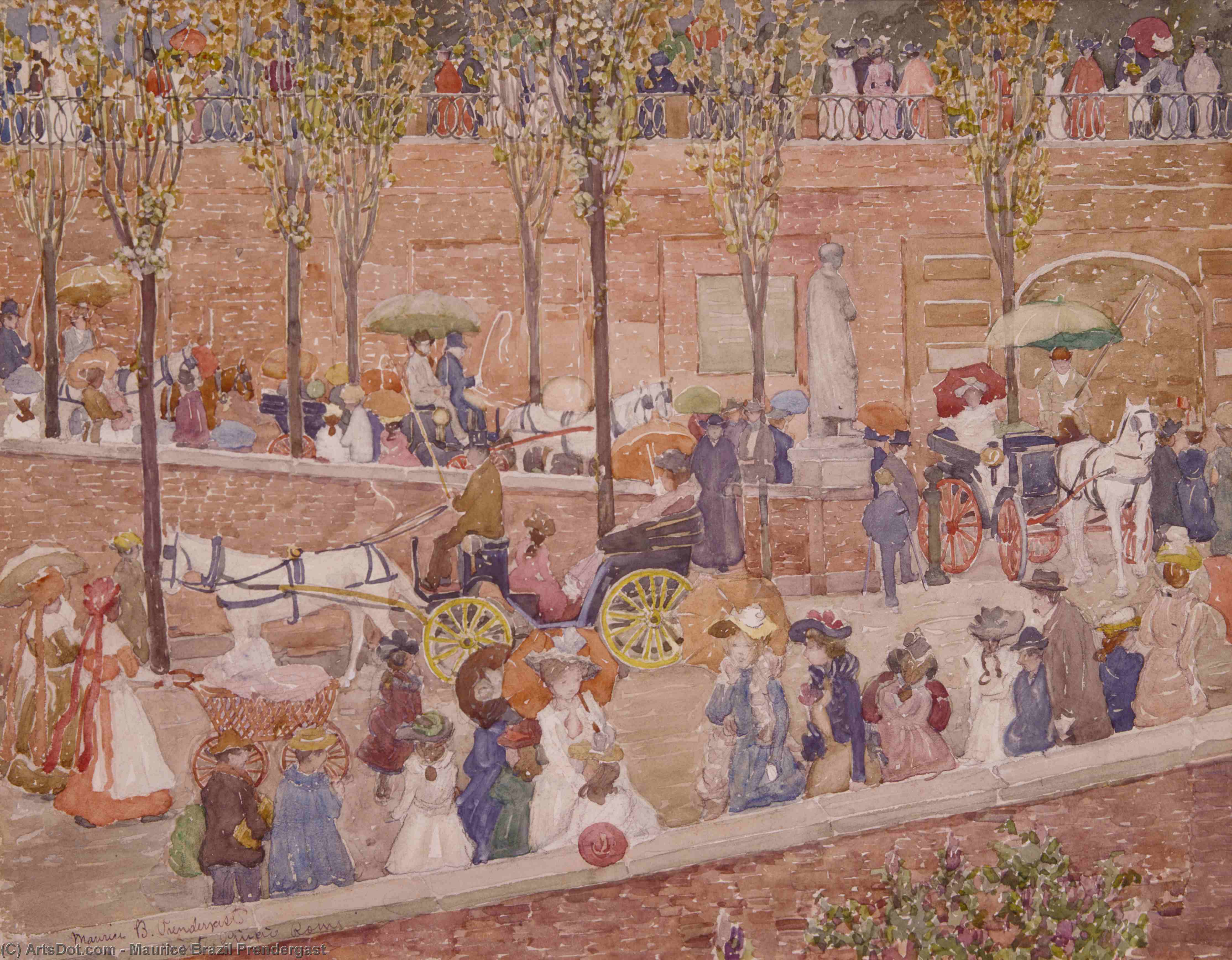 Wikioo.org - The Encyclopedia of Fine Arts - Painting, Artwork by Maurice Brazil Prendergast - Boston, Snowy Day