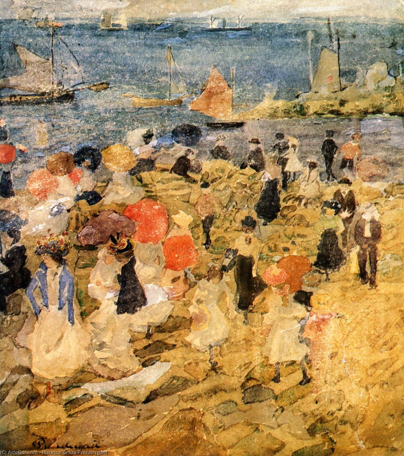 Wikioo.org - The Encyclopedia of Fine Arts - Painting, Artwork by Maurice Brazil Prendergast - Early Beach