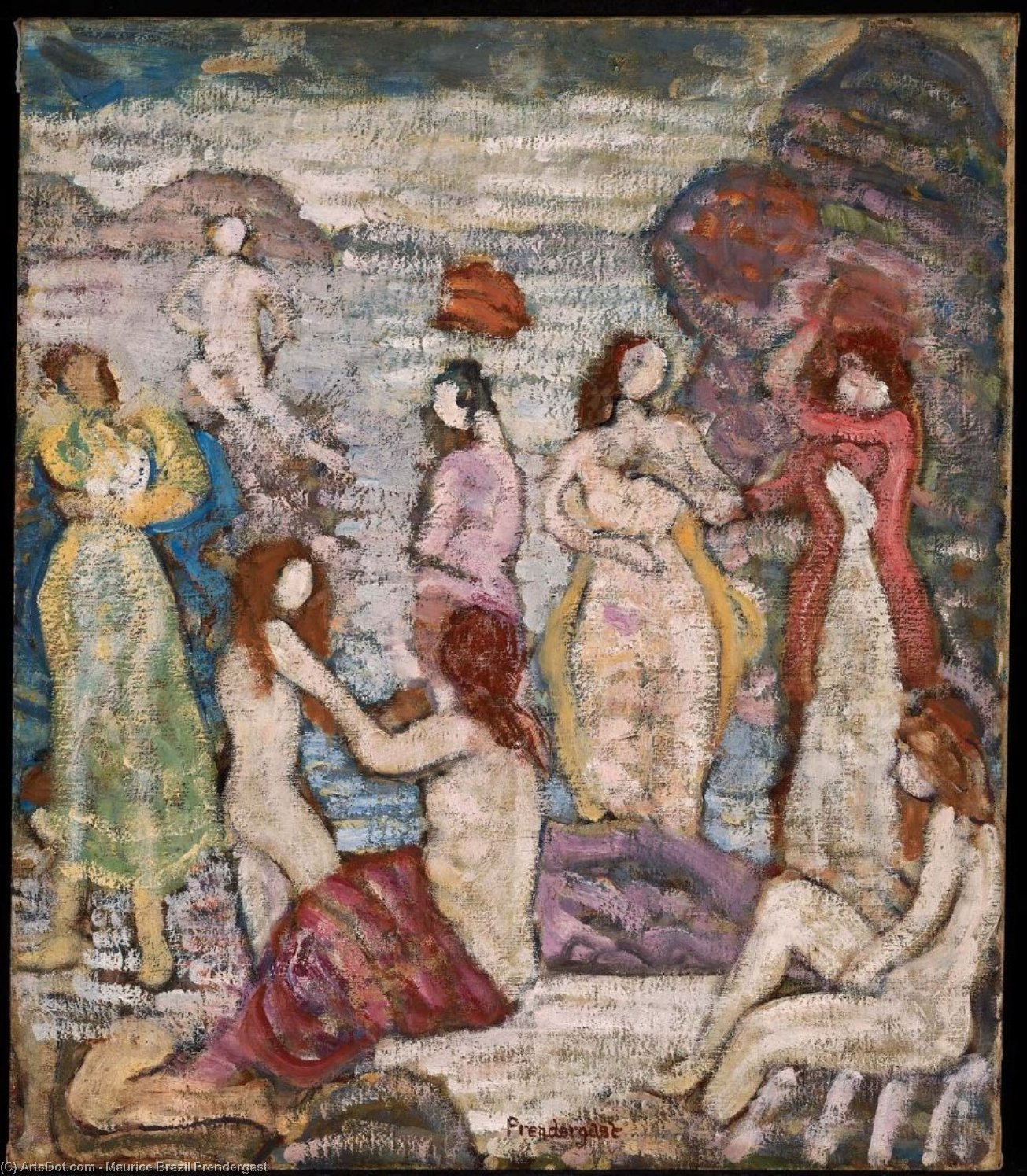 Wikioo.org - The Encyclopedia of Fine Arts - Painting, Artwork by Maurice Brazil Prendergast - Eight Bathers