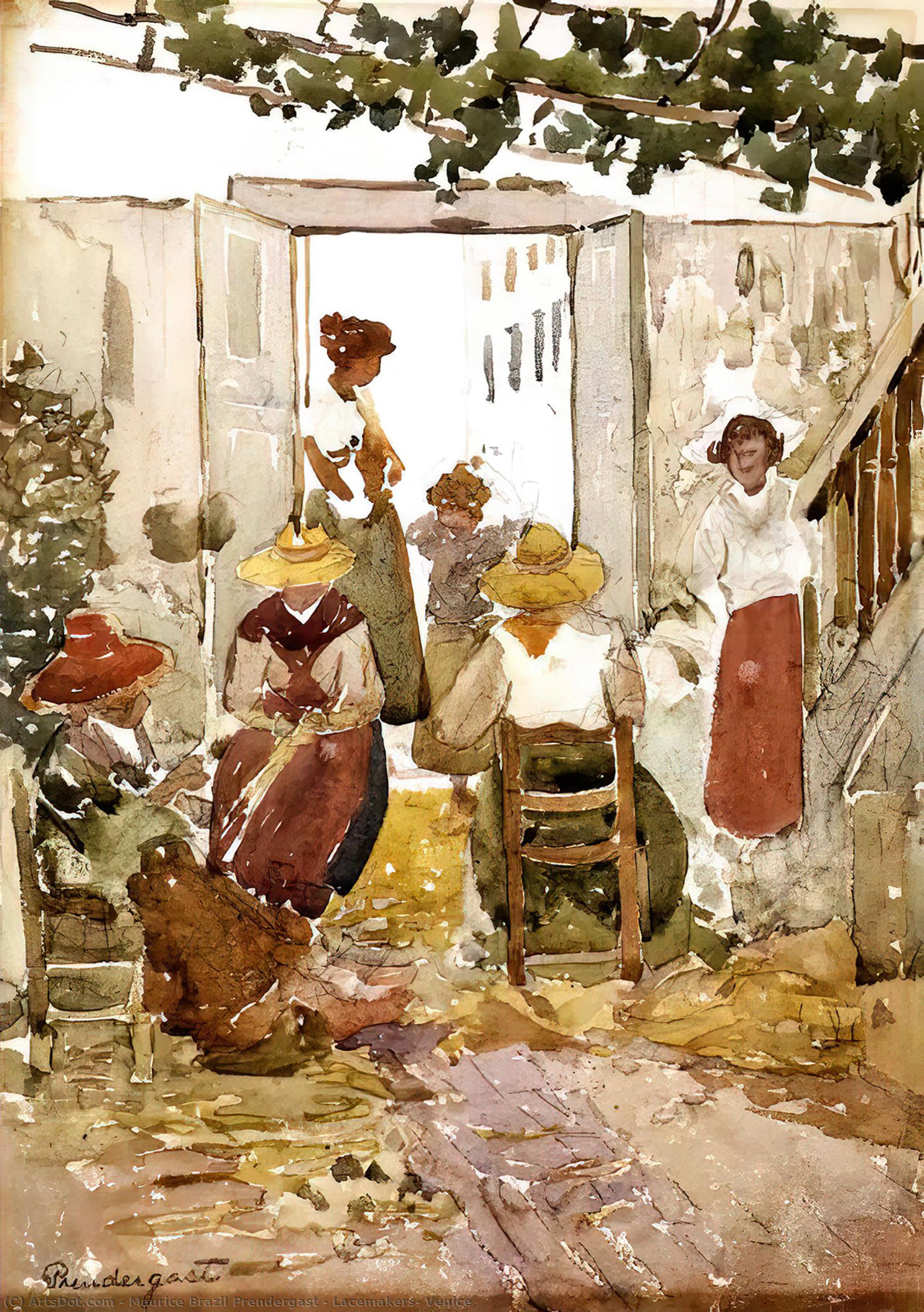 WikiOO.org - دایره المعارف هنرهای زیبا - نقاشی، آثار هنری Maurice Brazil Prendergast - Lacemakers, Venice