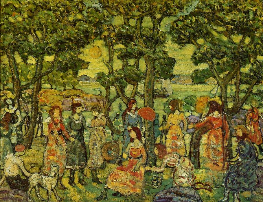 Wikioo.org – L'Enciclopedia delle Belle Arti - Pittura, Opere di Maurice Brazil Prendergast - paesaggio con figure 1
