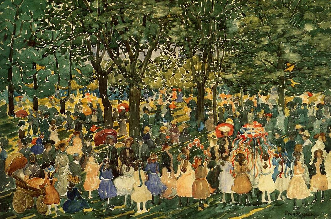 WikiOO.org - Güzel Sanatlar Ansiklopedisi - Resim, Resimler Maurice Brazil Prendergast - May Day, Central Park