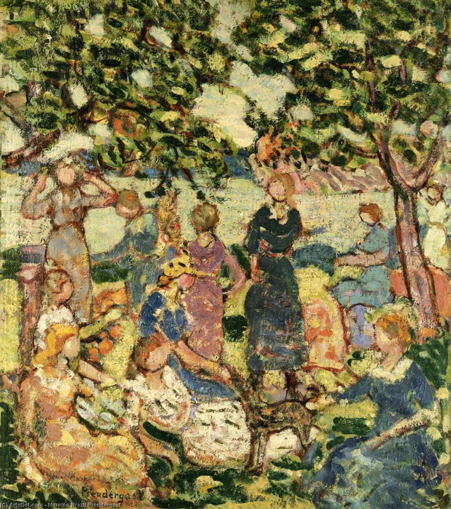 Wikioo.org - The Encyclopedia of Fine Arts - Painting, Artwork by Maurice Brazil Prendergast - Picnic by the Inlet