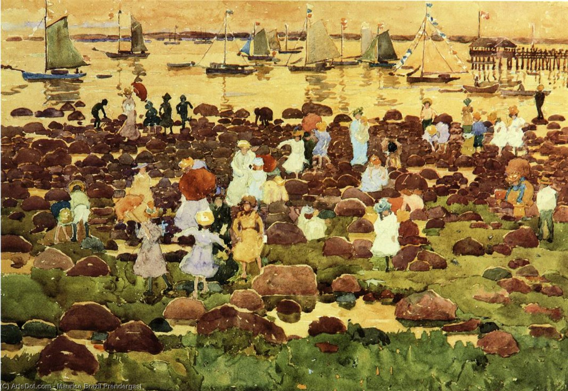 Wikioo.org - The Encyclopedia of Fine Arts - Painting, Artwork by Maurice Brazil Prendergast - Revere Beach 3