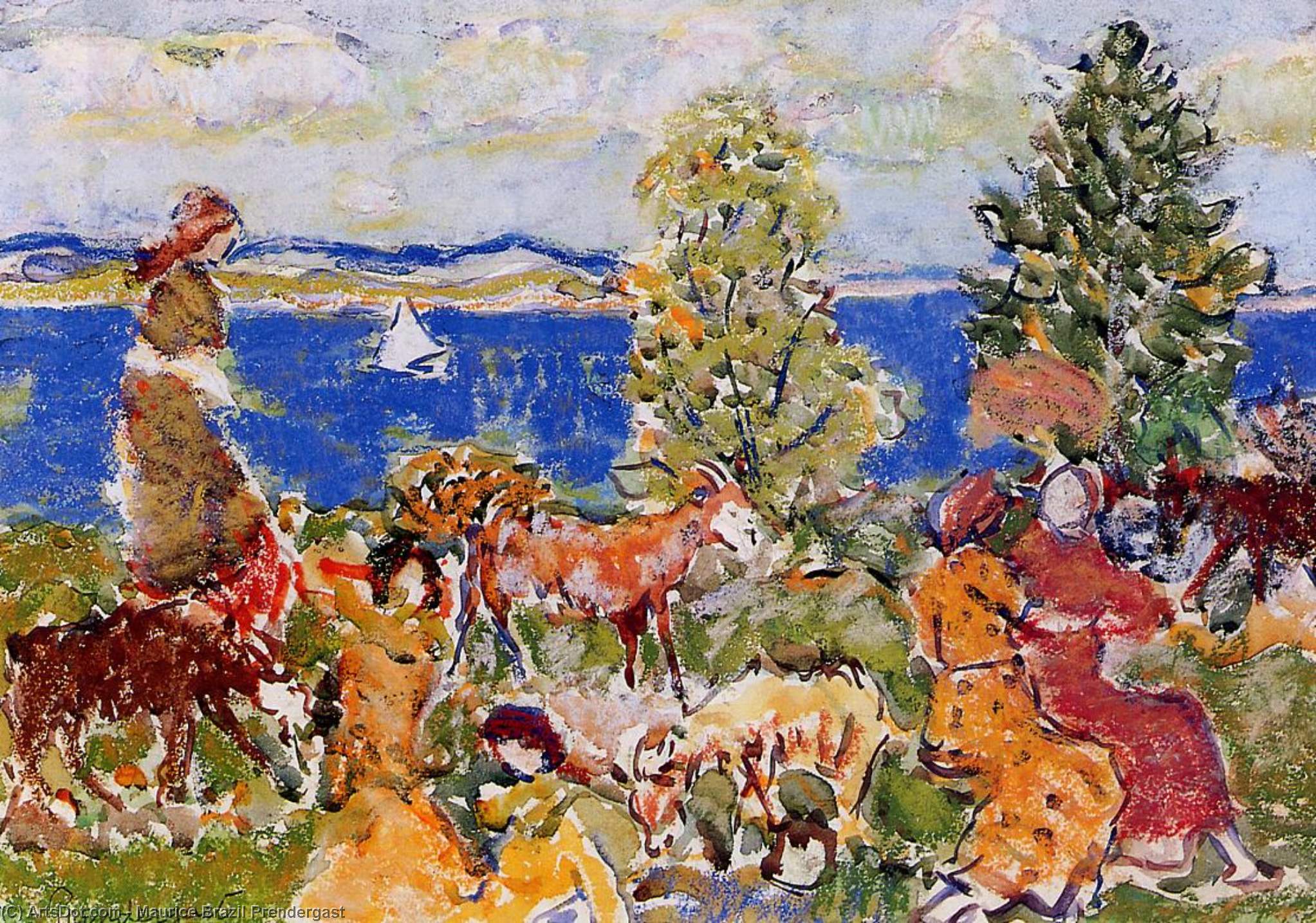 Wikioo.org - The Encyclopedia of Fine Arts - Painting, Artwork by Maurice Brazil Prendergast - Summer Afternoon