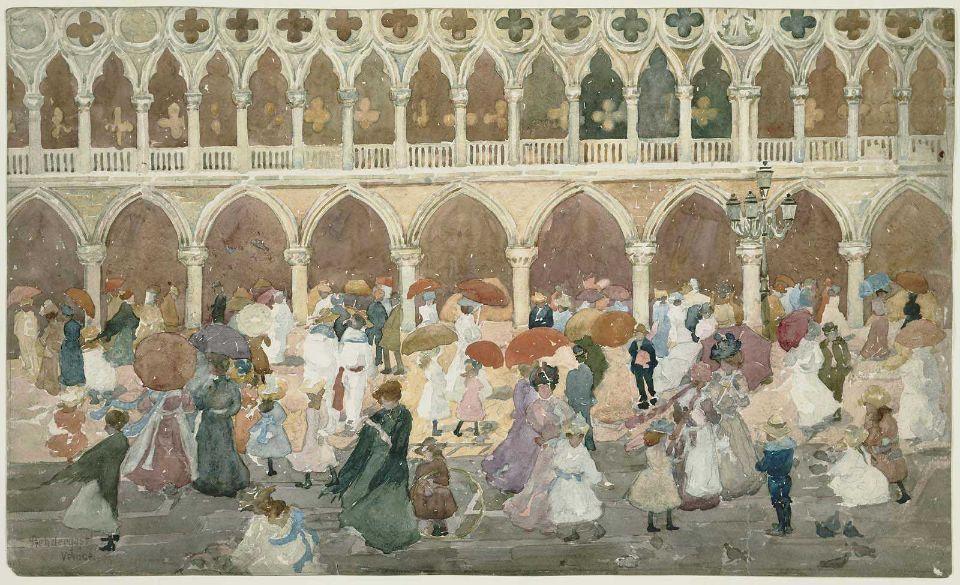 Wikioo.org - The Encyclopedia of Fine Arts - Painting, Artwork by Maurice Brazil Prendergast - Sunlight on the Piazzetta