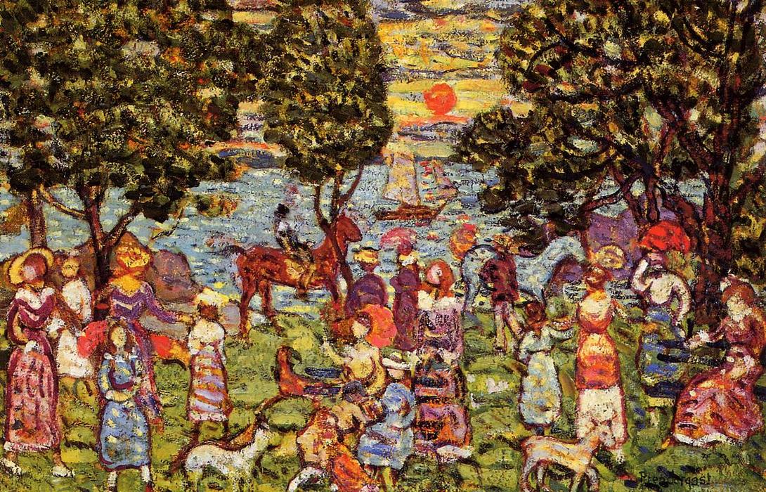 Wikioo.org - The Encyclopedia of Fine Arts - Painting, Artwork by Maurice Brazil Prendergast - Sunset
