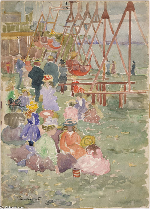 WikiOO.org - Енциклопедія образотворчого мистецтва - Живопис, Картини
 Maurice Brazil Prendergast - Swings, Revere Beach