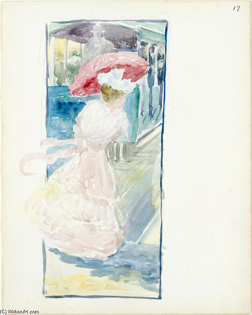 Wikioo.org - The Encyclopedia of Fine Arts - Painting, Artwork by Maurice Brazil Prendergast - The Huntington Avenue Streetcar