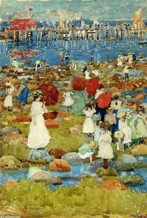 Wikioo.org - The Encyclopedia of Fine Arts - Painting, Artwork by Maurice Brazil Prendergast - The Stony Beach, Ogunquit