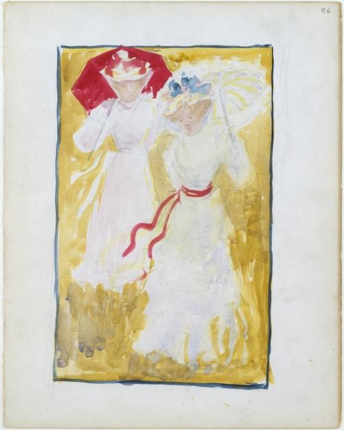 Wikioo.org - The Encyclopedia of Fine Arts - Painting, Artwork by Maurice Brazil Prendergast - Two women crossing a field