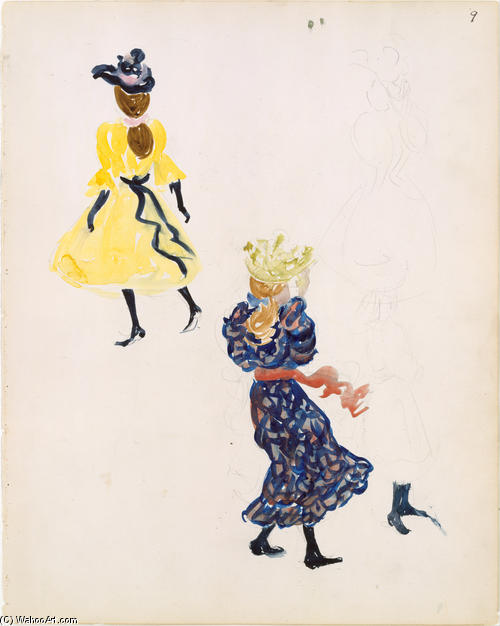 Wikoo.org - موسوعة الفنون الجميلة - اللوحة، العمل الفني Maurice Brazil Prendergast - Young girls in hats and sashed dresses