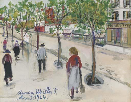 WikiOO.org - Enciklopedija likovnih umjetnosti - Slikarstvo, umjetnička djela Maurice Utrillo - Busy street in Ivry