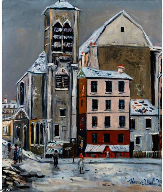 WikiOO.org - Енциклопедия за изящни изкуства - Живопис, Произведения на изкуството Maurice Utrillo - Church of St. Nicolas du Chardonnet Under The Snow