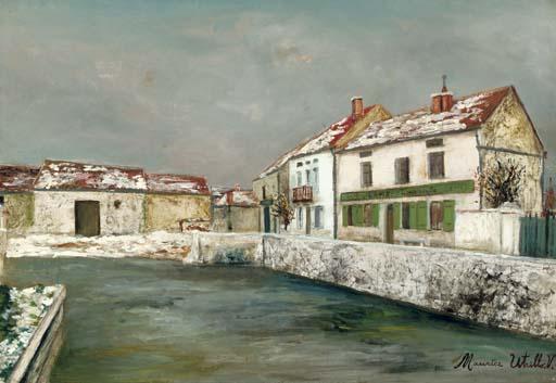 Wikioo.org - The Encyclopedia of Fine Arts - Painting, Artwork by Maurice Utrillo - Houses at the trough