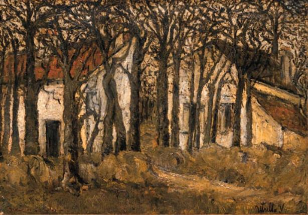 Wikioo.org – L'Encyclopédie des Beaux Arts - Peinture, Oeuvre de Maurice Utrillo - Maisons derrière les arbres , Montmagny