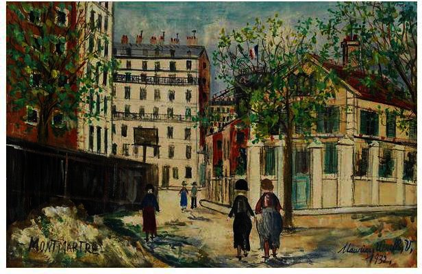 Wikioo.org - Bách khoa toàn thư về mỹ thuật - Vẽ tranh, Tác phẩm nghệ thuật Maurice Utrillo - Intersection in Montmartre