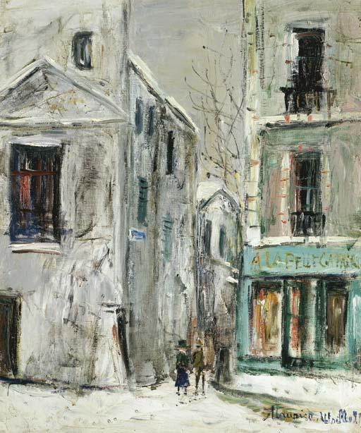 Wikioo.org - The Encyclopedia of Fine Arts - Painting, Artwork by Maurice Utrillo - La Belle Gabrielle, Montmartre