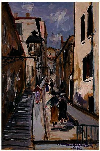 Wikioo.org - The Encyclopedia of Fine Arts - Painting, Artwork by Maurice Utrillo - La Montee Des Epies at Saint-Just