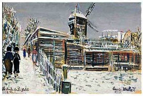 Wikioo.org - The Encyclopedia of Fine Arts - Painting, Artwork by Maurice Utrillo - Le Moulin De La Galette 11