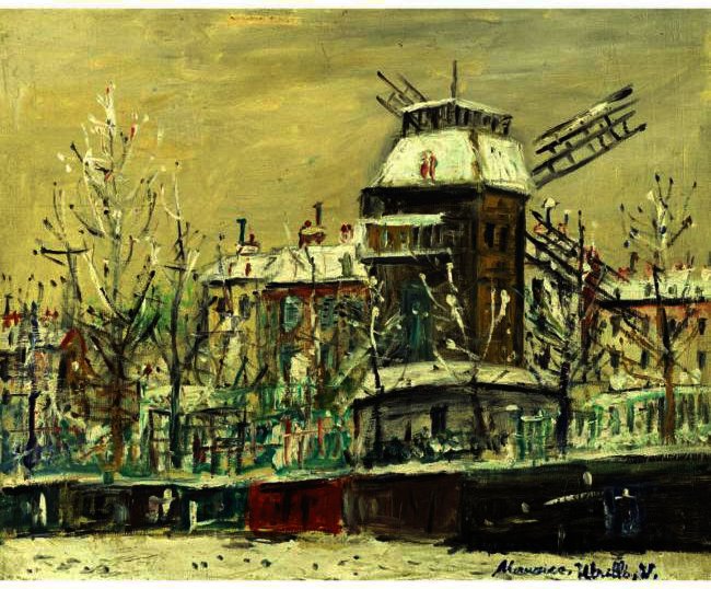 Wikoo.org - موسوعة الفنون الجميلة - اللوحة، العمل الفني Maurice Utrillo - Le Moulin De La Galette At Montmatrtre