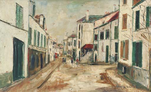 WikiOO.org - Encyclopedia of Fine Arts - Maalaus, taideteos Maurice Utrillo - Main street at Groslay