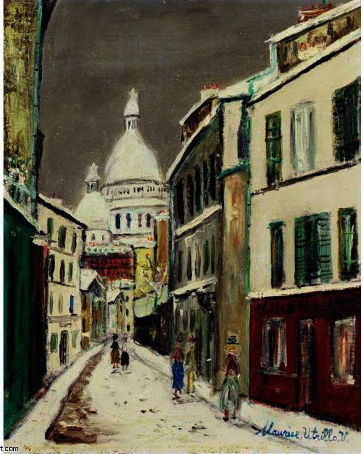 WikiOO.org - Encyclopedia of Fine Arts - Maleri, Artwork Maurice Utrillo - Montmartre and the Sacré Coeur