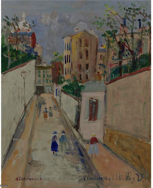 Wikioo.org - Bách khoa toàn thư về mỹ thuật - Vẽ tranh, Tác phẩm nghệ thuật Maurice Utrillo - Montmartre, Rue Norvins