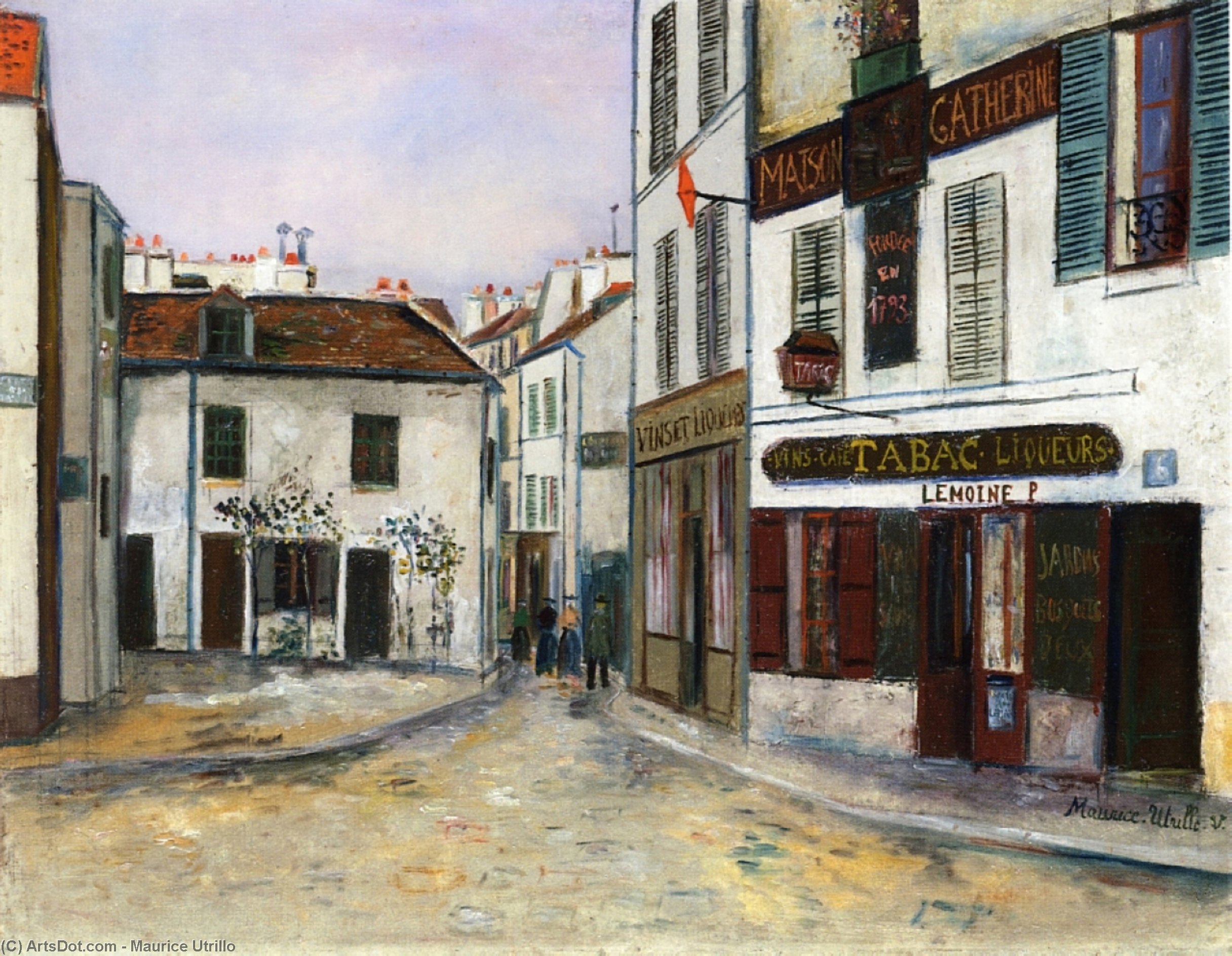 Wikioo.org - The Encyclopedia of Fine Arts - Painting, Artwork by Maurice Utrillo - Mother Catherine's Restaurant in Montmartre