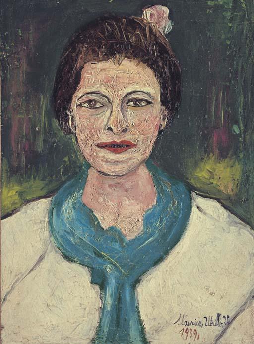 Wikioo.org - The Encyclopedia of Fine Arts - Painting, Artwork by Maurice Utrillo - Portrait of Lucie Valore, Madame Utrillo