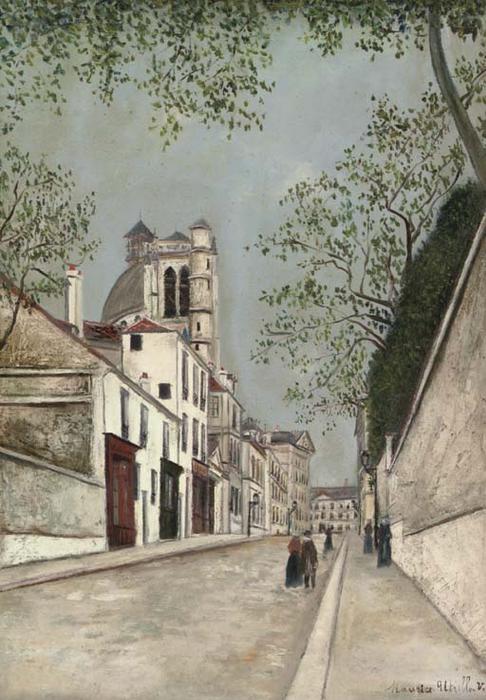 Wikoo.org - موسوعة الفنون الجميلة - اللوحة، العمل الفني Maurice Utrillo - Rue Clovis in Paris