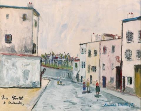 Wikoo.org - موسوعة الفنون الجميلة - اللوحة، العمل الفني Maurice Utrillo - Rue Cortt, Montmartre