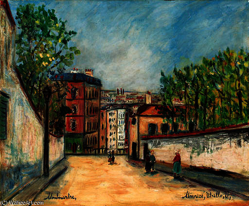 Wikioo.org - The Encyclopedia of Fine Arts - Painting, Artwork by Maurice Utrillo - Rue de Mont Cenis in Montmartre