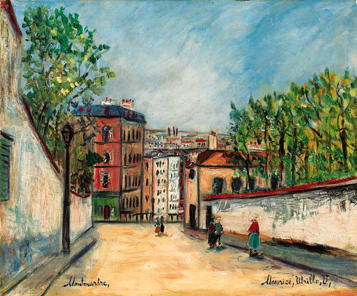 Wikoo.org - موسوعة الفنون الجميلة - اللوحة، العمل الفني Maurice Utrillo - Rue de Mont-Cenis in Montmartre