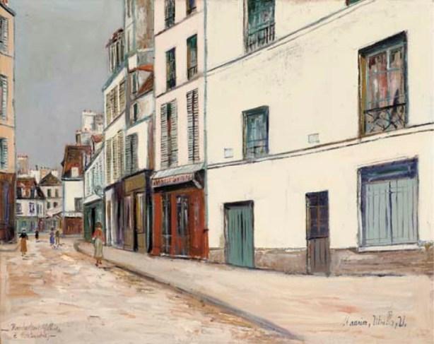 Wikioo.org - The Encyclopedia of Fine Arts - Painting, Artwork by Maurice Utrillo - Rue du Mont-Cenis in Montmartre