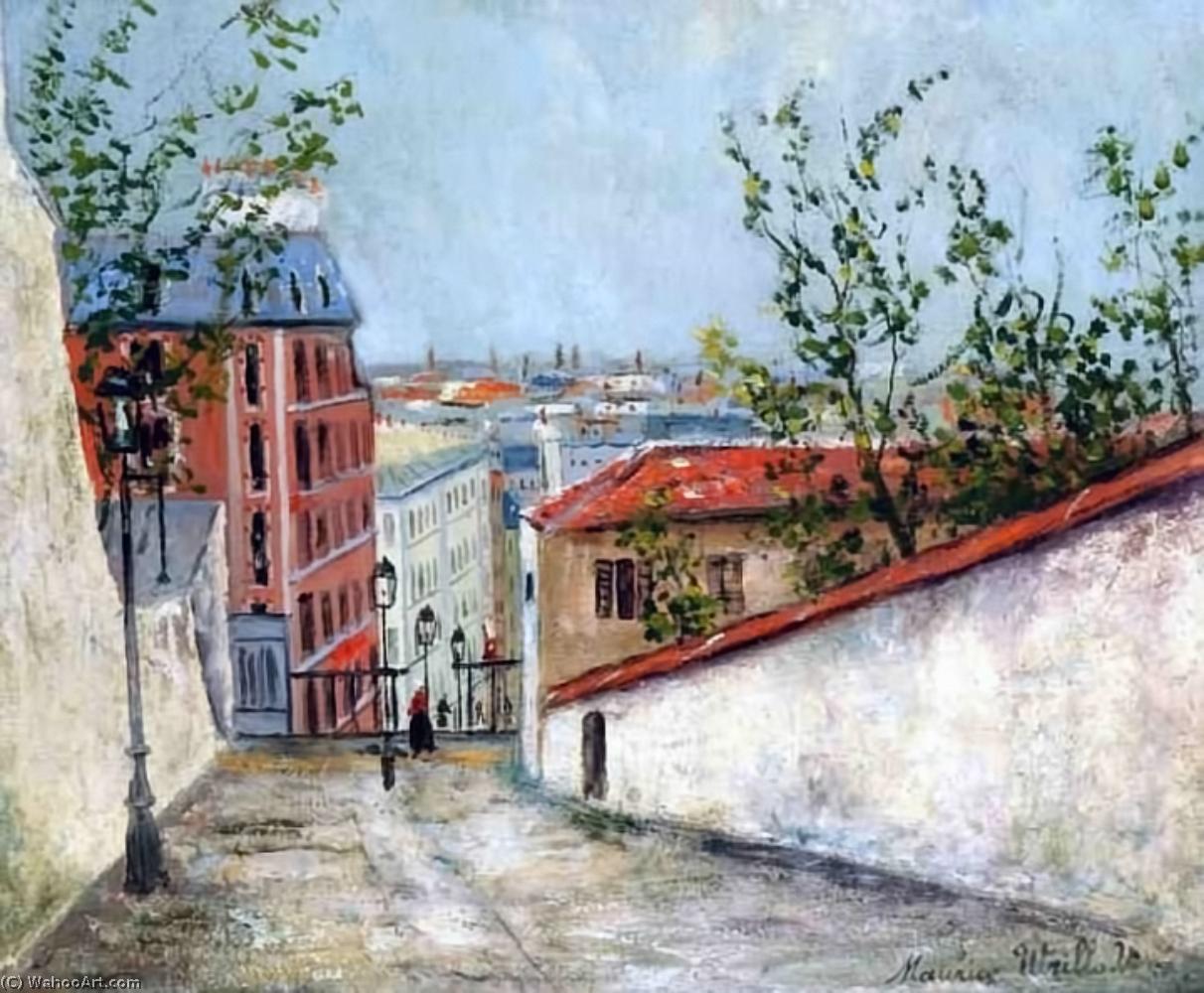 Wikioo.org - The Encyclopedia of Fine Arts - Painting, Artwork by Maurice Utrillo - Rue du Mont-Cenis Montmartre and the house of Berlioz
