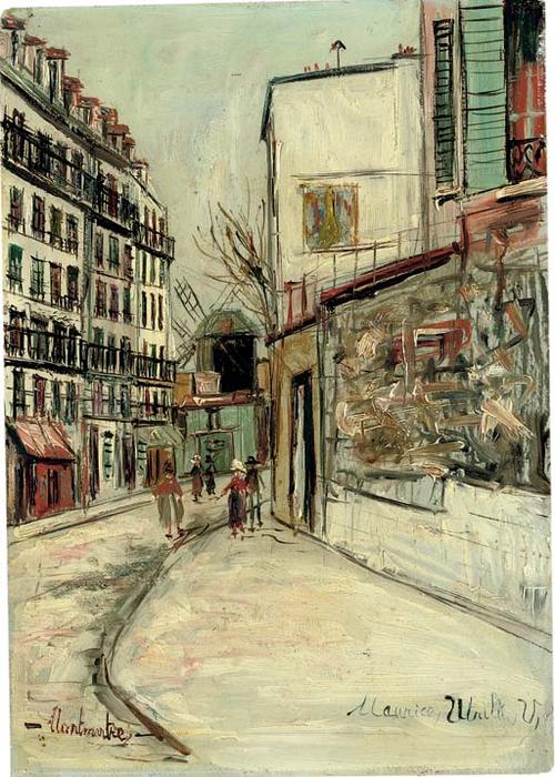 WikiOO.org - 백과 사전 - 회화, 삽화 Maurice Utrillo - Rue Lépic at Montmartre