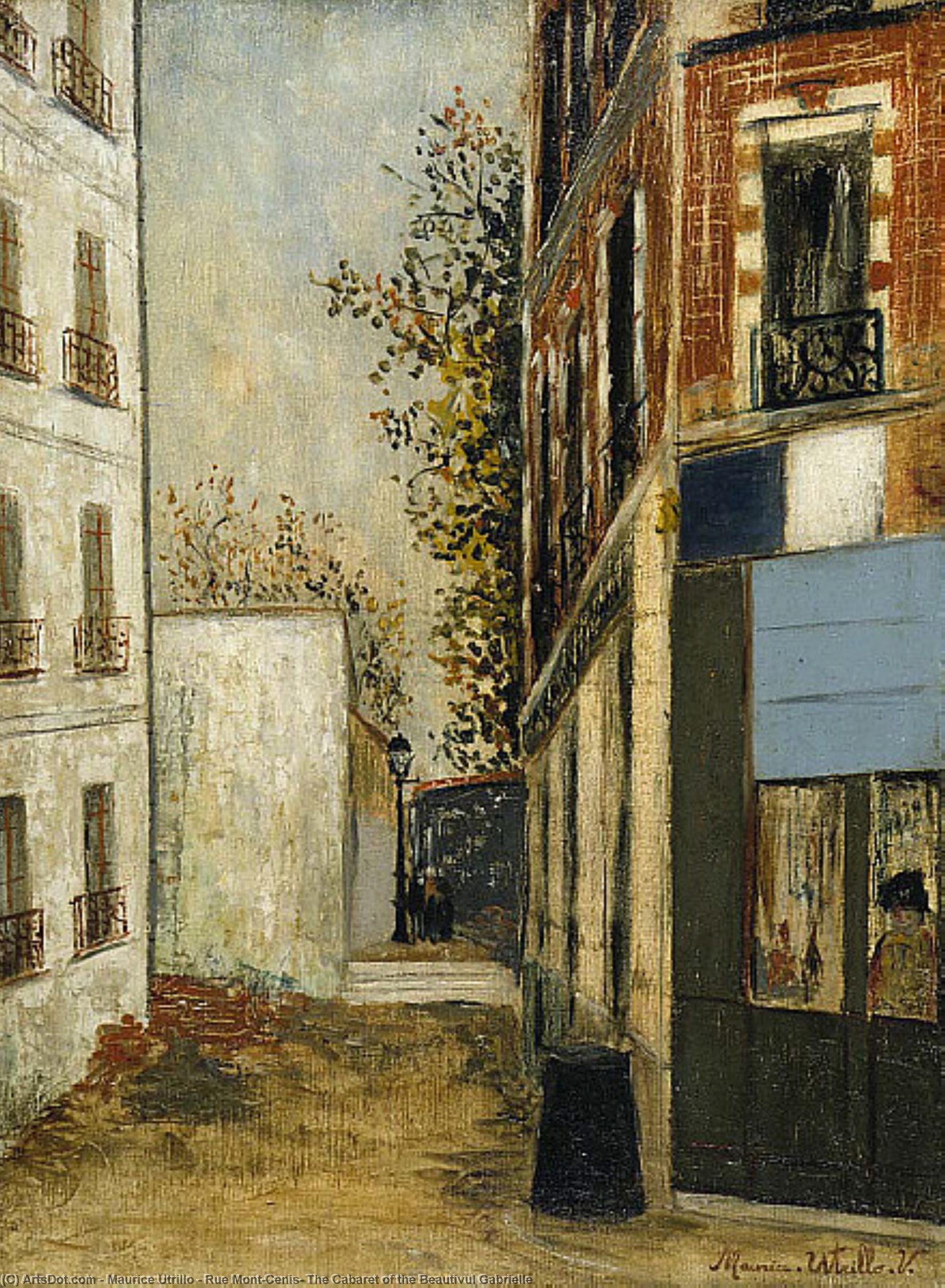 Wikioo.org - The Encyclopedia of Fine Arts - Painting, Artwork by Maurice Utrillo - Rue Mont-Cenis, The Cabaret of the Beautivul Gabrielle