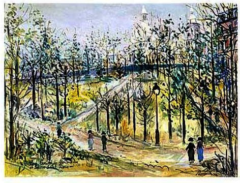 Wikioo.org - The Encyclopedia of Fine Arts - Painting, Artwork by Maurice Utrillo - Sacre Coeur De Montmartre And Square Saint-Pierre