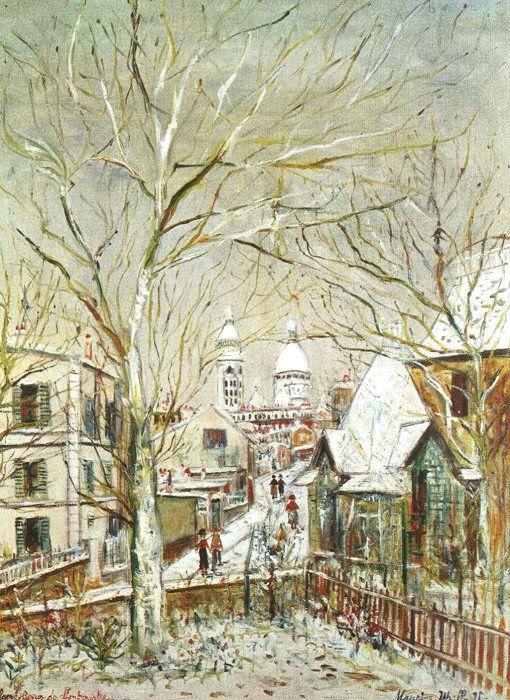 Wikoo.org - موسوعة الفنون الجميلة - اللوحة، العمل الفني Maurice Utrillo - Sacré Coeur De Montmartre And Château Des Brouillards