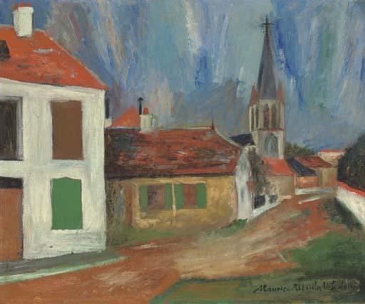 WikiOO.org - Encyclopedia of Fine Arts - Schilderen, Artwork Maurice Utrillo - The village square