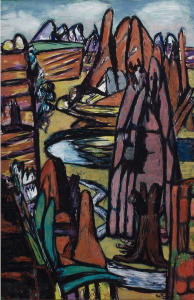 WikiOO.org - Encyclopedia of Fine Arts - Maleri, Artwork Max Beckmann - Boulder - Rocky Landscape