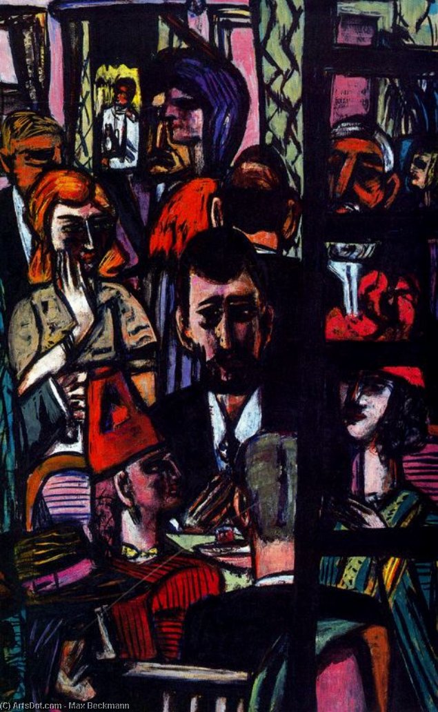 Wikioo.org - The Encyclopedia of Fine Arts - Painting, Artwork by Max Beckmann - Hotel Lobby